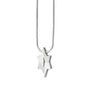 Architectural Star of David Pendant Necklace Silver Snake Chain 1mm