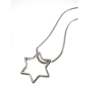 Modern Star of David Pendant Necklace Silver Snake Chain Teens
