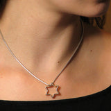 Modern Star of David Pendant Necklace Silver Snake Chain Teens