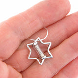 Star of David Mezuzah Pendant Necklace Silver Shema scroll on Snake Chain 1mm