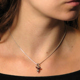 Tiny Pomegranate Pendant Necklace Silver Garnet Beads Snake Chain 1mm