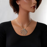 Coral Inspired Tree Of Life Pendant Necklace Silver Pearls Snake Chain 1.6mm