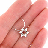 Modern Star of David Pendant Necklace Silver Snake Chain 1mm