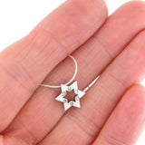 Star of David Pendant Necklace Silver CZ Snake Chain 1mm
