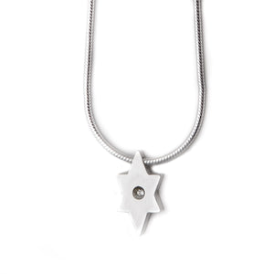 Minimalistic Star of David Pendant Necklace Silver CZ Snake Chain 1mm
