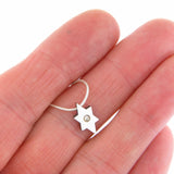 Minimalistic Star of David Pendant Necklace Silver CZ Snake Chain 1mm