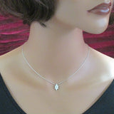 Minimalistic Star of David Pendant Necklace Silver CZ Snake Chain 1mm