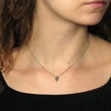 Minimalistic Star of David Pendant Necklace Silver CZ Snake Chain 1mm