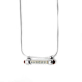 Horizontal Mezuzah Pendant Necklace Silver Garnets Shema scroll on Snake Chain 1mm