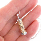 Filigree Mezuzah Pendant Necklace Silver 14K gold Snake Chain Shema scroll on Snake Chain 1mm