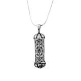 Filigree Mezuzah Pendant Necklace Silver Shema scroll on Snake Chain 1mm