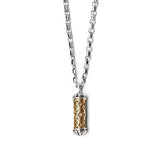Filigree Mezuzah Pendant Necklace Silver 14K gold Rolo Chain Shema scroll on Antique Rolo Chain