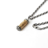Filigree Mezuzah Pendant Necklace Silver 14K gold Rolo Chain Shema scroll on Antique Rolo Chain