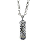 Filigree Mezuzah Pendant Necklace Silver Rolo Chain Shema scroll on Antique Rolo Chain