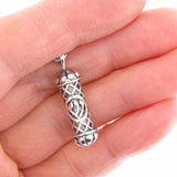 Filigree Mezuzah Pendant Necklace Silver Rolo Chain Shema scroll on Antique Rolo Chain