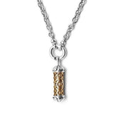 Filigree Mezuzah Pendant Necklace Silver 14K gold Shema scroll on Antique Rolo Chain Mens