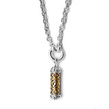 Filigree Mezuzah Pendant Necklace Silver 14K gold Shema scroll on Antique Rolo Chain Mens