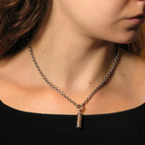 Filigree Mezuzah Pendant Necklace Silver 14K gold Shema scroll on Antique Rolo Chain Mens