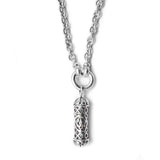 Filigree Mezuzah Pendant Necklace Silver Shema scroll on Antique Rolo Chain Mens