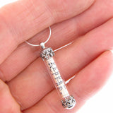 Vertical Mezuzah Pendant Necklace Silver Shema scroll on Snake Chain 1mm