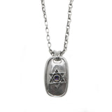 Star of David Dog-Tag Pendant Necklace Silver Antique Rolo Chain Mens