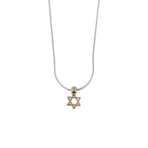 Tiny Star of David Pendant Necklace Silver 14K gold Snake Chain 1mm