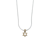 Tiny Star of David Pendant Necklace Silver 14K gold Snake Chain 1mm