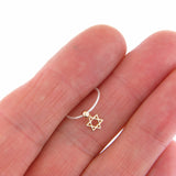 Tiny Star of David Pendant Necklace Silver 14K gold Snake Chain 1mm