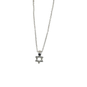 Tiny Star of David Pendant Necklace Silver Delicate Cable Chain