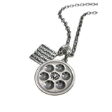 Passover Seder Plate Matzo Pendant Necklace Silver on Antique Rolo Chain
