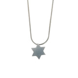 Clean Contemporary Star of David Embeded Pendant Necklace Silver Snake Chain 1mm