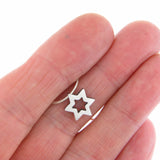 Clean Contemporary Star of David Cutout Pendant Necklace Silver Snake Chain 1mm