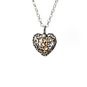 "From Heart to Heart" Pendant Necklace Silver Garnet Rolo Chain