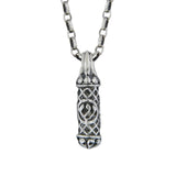 Lion Of Judah Mezuzah Pendant Necklace Silver 14K gold Rolo Chain Shema scroll on Antique Rolo Chain