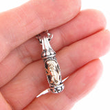 Lion Of Judah Mezuzah Pendant Necklace Silver 14K gold Rolo Chain Shema scroll on Antique Rolo Chain