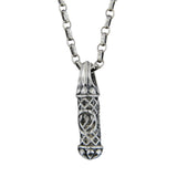Lion Of Judah Mezuzah Pendant Necklace Silver Rolo Chain Shema scroll on Antique Rolo Chain