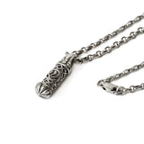 Lion Of Judah Mezuzah Pendant Necklace Silver Rolo Chain Shema scroll on Antique Rolo Chain