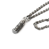 Lion Of Judah Mezuzah Pendant Necklace Silver Shema scroll on Antique Rolo Chain