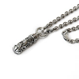 Lion Of Judah Mezuzah Pendant Necklace Silver Shema scroll on Antique Rolo Chain