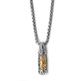 Lion Of Judah Mezuzah Pendant Necklace Silver 14K gold Box Chain Shema scroll on Rounded Box Chan