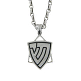 Star of David Men's Pendant Necklace Silver Chai and Shin on Antique Rolo Chain Bar-Mitzvah Boys, Teens