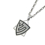 Star of David Men's Pendant Necklace Silver Chai and Shin on Antique Rolo Chain Bar-Mitzvah Boys, Teens