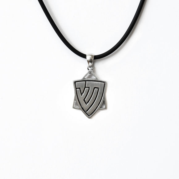 Star of David Men's Pendant Necklace Silver Chai and Shin Leather Cord on Leather Cord Bar-Mitzvah Boys, Teens