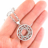 Star of David Architectural Pendant Necklace Silver on Antique Rolo Chain