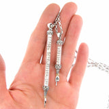 Pointer Yad Mezuzah Pendant Necklace Silver 14k gold Long Shema scroll on Antique Rolo Chain