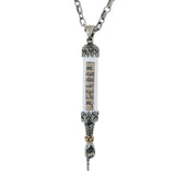 Pointer Yad Mezuzah Pendant Necklace Silver 14k gold Short Shema scroll on Antique Rolo Chain