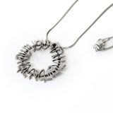 Circilar Shema Sh'ma Yisrael Pendant Necklace Silver 1pt Diamond Snake Chain 1mm
