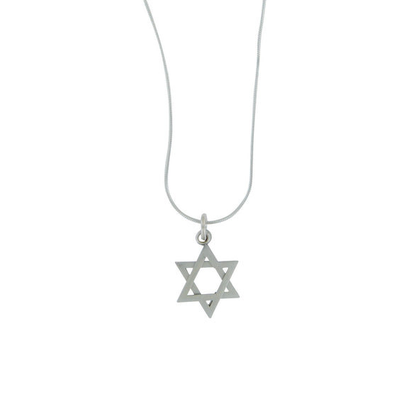 Star of David Pendant Necklace Silver on Snake Chain 1mm