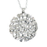 Extra Large Shema Sh'ma Yisrael Round Frameless 3D Pendant Necklace Silver Rolo Chain