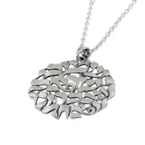 Extra Large Shema Sh'ma Yisrael Round Frameless 3D Pendant Necklace Silver Rolo Chain